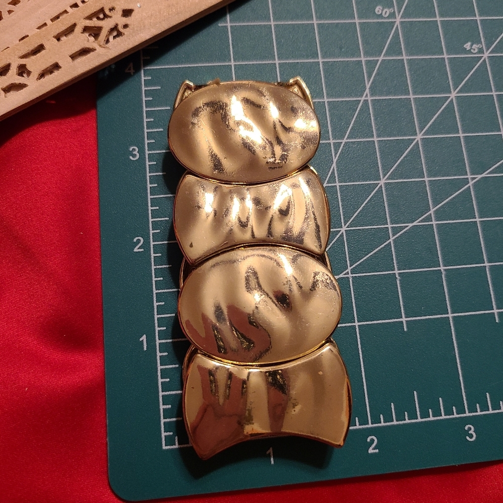 Gold Tone Statement Stretchy Bracelet - Picture 6 of 7